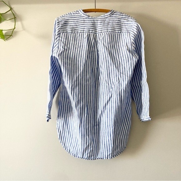 L.L. Bean Linen Striped Split Neck Long Sleeved Tunic Sz S Petite - Picture 6 of 7